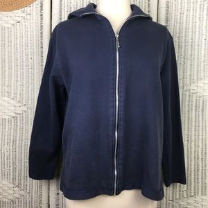 Real Comfort Jacket Zip Front Sailor Collar Navy